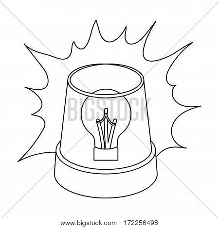 Emergency rotating beacon light icon in outline design isolated on white background. Police symbol stock vector illustration.