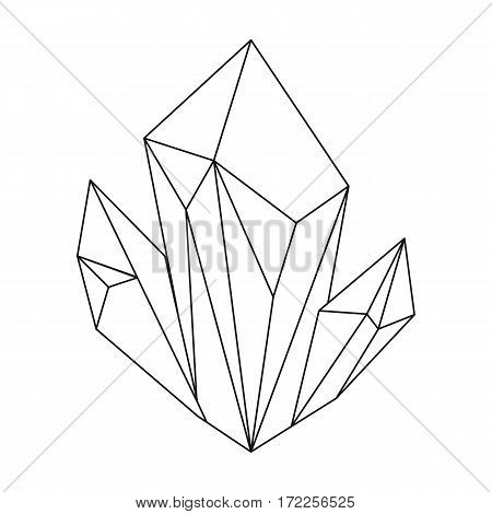 Blue natural mineral icon in outline design isolated on white background. Precious minerals and jeweler symbol stock vector illustration.