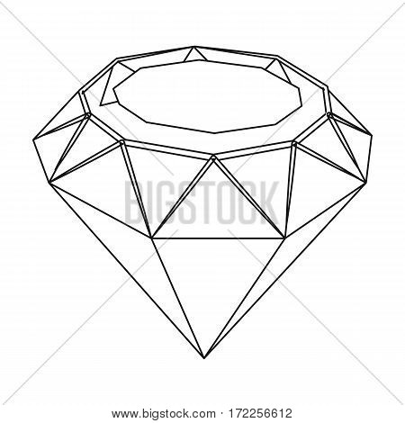 Diamond icon in outline design isolated on white background. Precious minerals and jeweler symbol stock vector illustration.