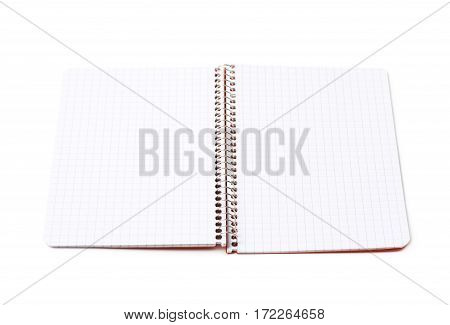 Opened squared paper notebook isolated over the white background