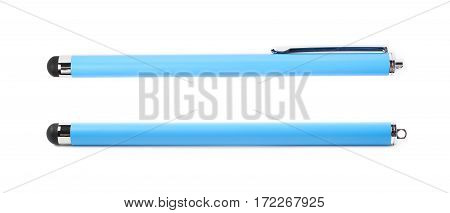 Pen shaped drawing stylus isolated over the white background, set of two different foreshortenings