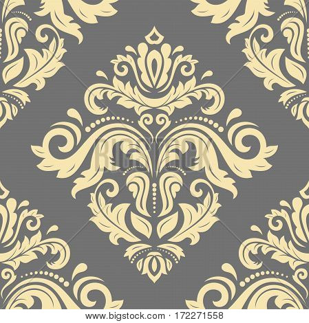 Elegant classic pattern. Seamless abstract background with repeating elements. Gray and golden pattern
