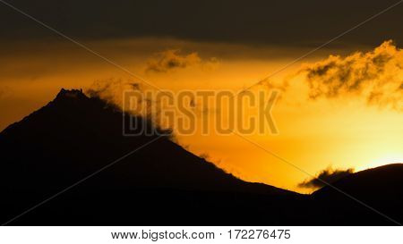 Sunrise Over volcanoes of the Kamchatka Peninsula