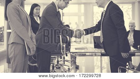 Business Partners Introductionary Handshake Bow