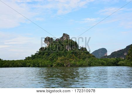 Khao Maju (A Chow Mountain) A mountain of moderate height nestled amidst mangrove forests near Panyi Canal looking like a chow.