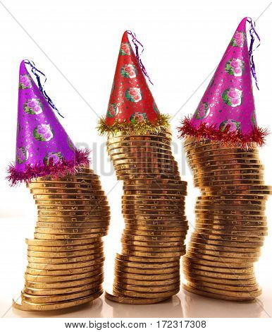 Coins New year isolated on a white background