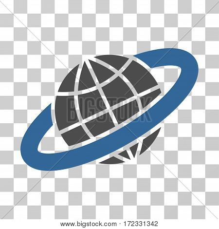 Planetary Ring vector pictogram. Illustration style is flat iconic bicolor cobalt and gray symbol on a transparent background.