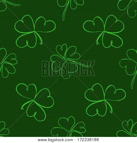 Clover Seamless Pattern. Clover Pattern With Three And Four Leaf In Green Colours. St. Patrick's Day