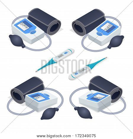 Isometric Medical tonometer for measuring blood pressure isolated on white