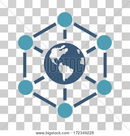 Worldwide Internet vector pictogram. Illustration style is flat iconic bicolor cyan and blue symbol on a transparent background.