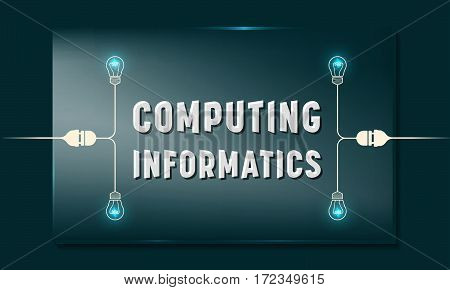 Glass panel with the words computing informatics