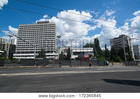 Chisinau, Moldova, circa august 2016: Old buildings in Chisinau, capital city of Moldova