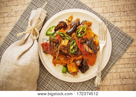 ajapsandali georgian dish of eggplant and meat