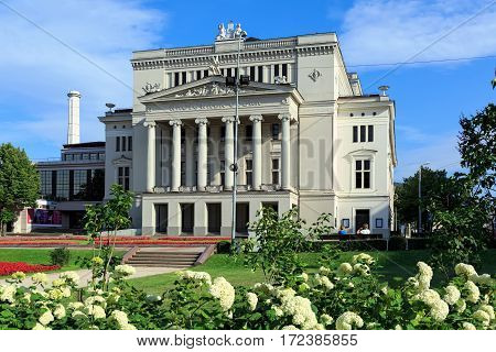 Latvian National Opera in summer. Riga, Latvia