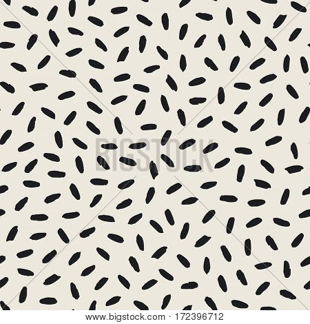 Seamless pattern with hand drawn shapes background. Black beige texture. Random brush strokes. Geometric graphic design element. Scrapbook wallpaper. Vector illustration