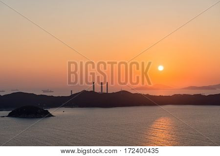 Aberdeen Typhoon Shelters View At Yuk Kwai Shan (mount Johnston) In Sunset Time