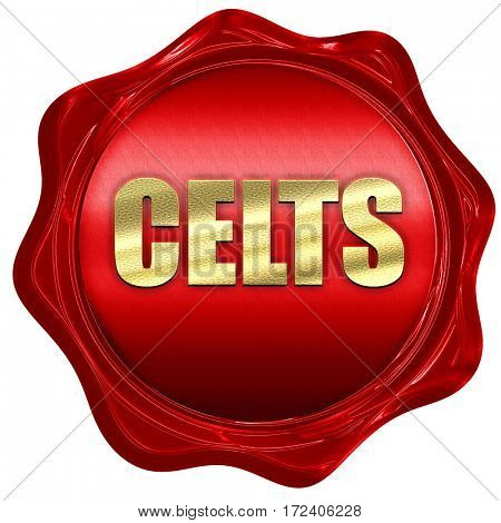 celts, 3D rendering, red wax stamp with text