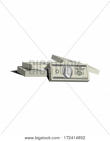 Realistic 3d dollar cash banknotes stack money concept vector illustration