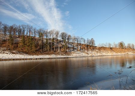 Russia. Moscow region. Zvenigorod place. Moscow river in winter