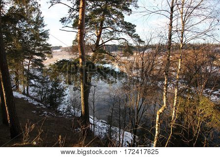 Russia. Moscow region. Zvenigorod place. Moscow river in winter