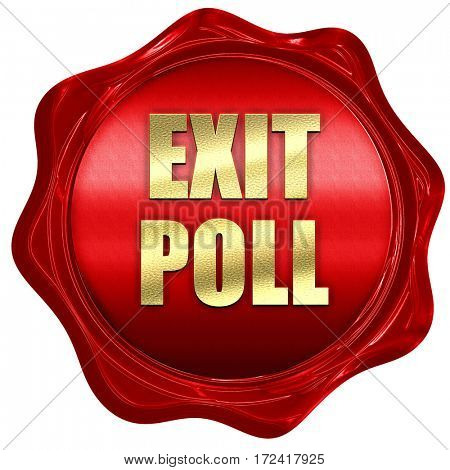 exit poll, 3D rendering, red wax stamp with text