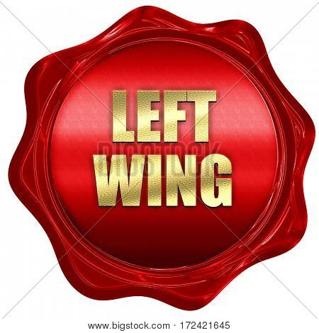 left wing, 3D rendering, red wax stamp with text