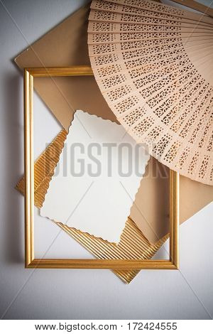 elegant background with frame golden texture. Copy space for text
