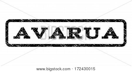 Avarua watermark stamp. Text caption inside rounded rectangle with grunge design style. Rubber seal stamp with unclean texture. Vector black ink imprint on a white background.