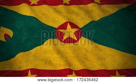 Grunge Flag Of Grenada - Dirty Grenadian Flag 3D Illustration