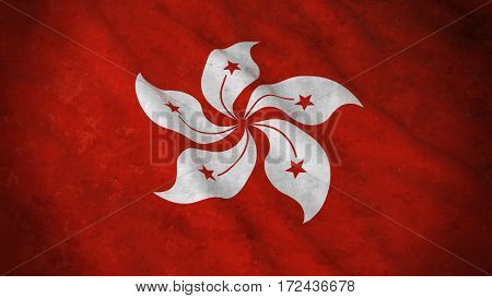 Grunge Flag Of Hong Kong - Dirty Hong Kongese Flag 3D Illustration