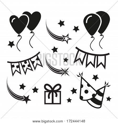 Celebration Icons and Party Icons with White Background