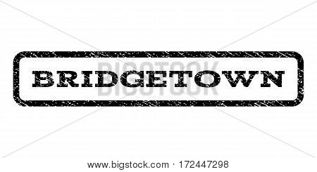 Bridgetown watermark stamp. Text tag inside rounded rectangle with grunge design style. Rubber seal stamp with dust texture. Vector black ink imprint on a white background.