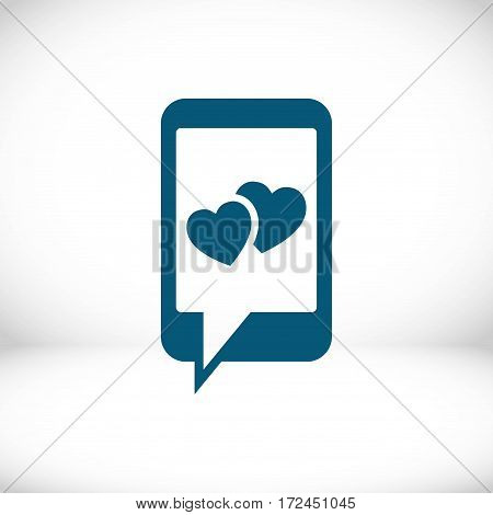 phone with hearts on the screen icon stock vector illustration flat design