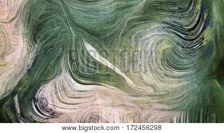 Fluid lines of color movement. Shades of green. Brush strokes.