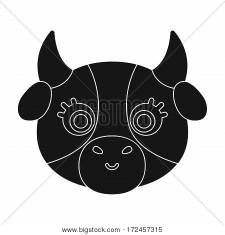 Cow muzzle icon in black design isolated on white background. Animal muzzle symbol stock vector illustration.