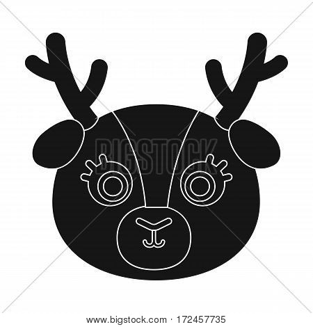 Deer muzzle icon in black design isolated on white background. Animal muzzle symbol stock vector illustration.