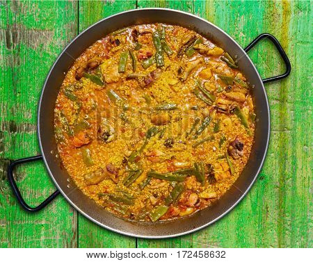 Paella from Spain chicken and rabbit rice recipe from Valencia