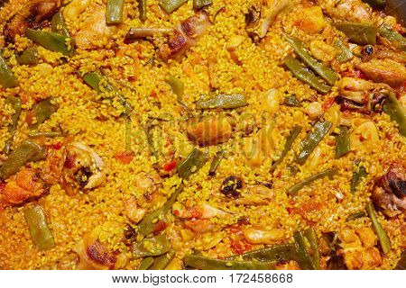Paella from Spain chicken and rabbit rice recipe from Valencia