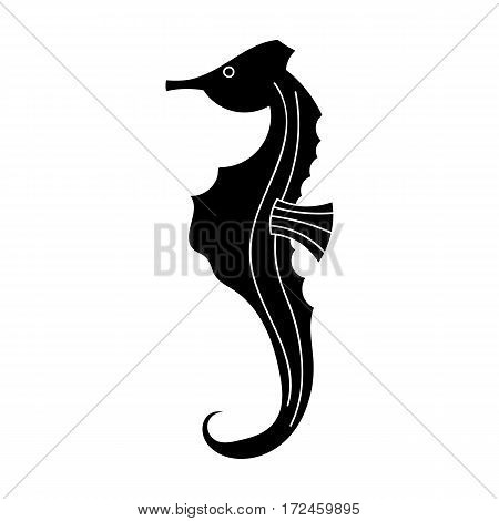 Seahorse icon in black design isolated on white background. Sea animals symbol stock vector illustration.