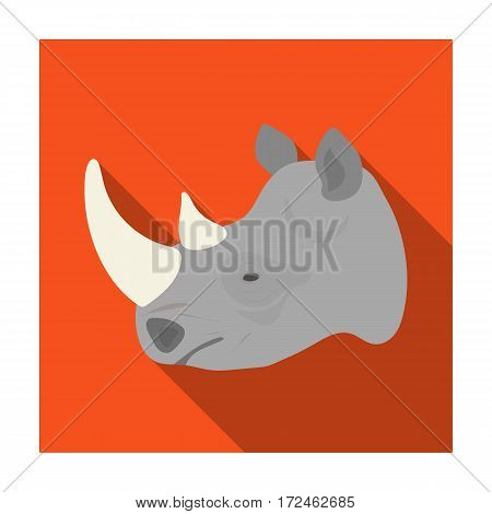 Rhinoceros icon in flat design isolated on white background. Realistic animals symbol stock vector illustration.