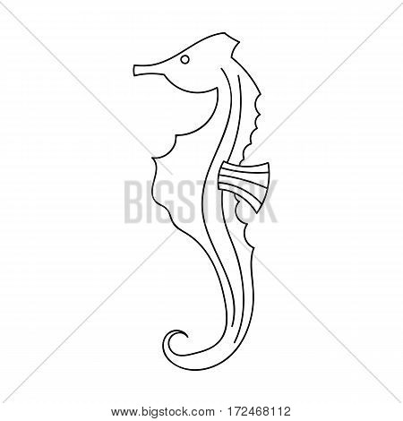 Seahorse icon in outline design isolated on white background. Sea animals symbol stock vector illustration.