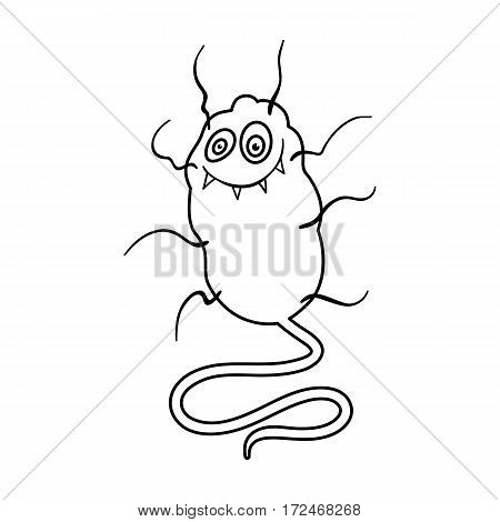 Yellow virus icon in outline design isolated on white background. Viruses and bacteries symbol stock vector illustration.