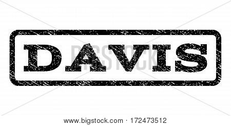 Davis watermark stamp. Text caption inside rounded rectangle with grunge design style. Rubber seal stamp with dirty texture. Vector black ink imprint on a white background.