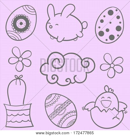 Style easter design vector doodles collection stock