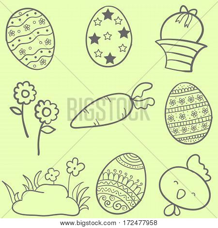 Collection stock of easter style doodles vector art