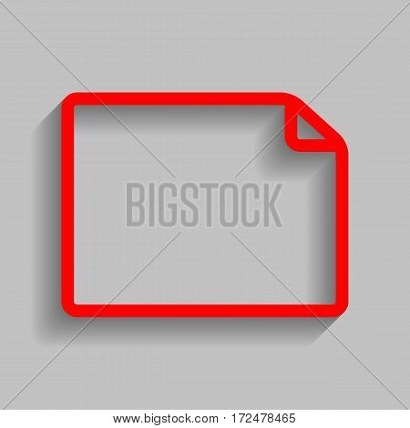 Horisontal document sign illustration. Vector. Red icon with soft shadow on gray background.