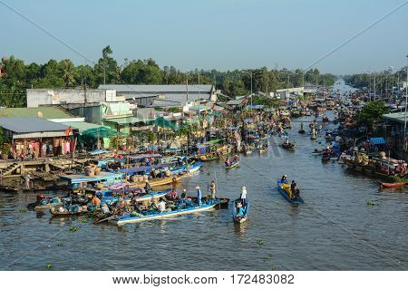 Wooden Boats On The River In Vietnam