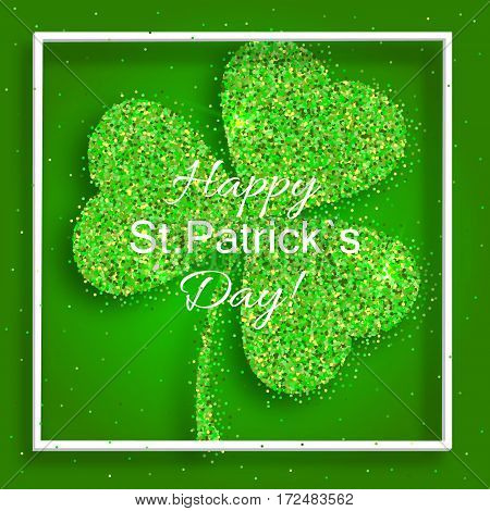 St. Patricks day background with sparkling clover