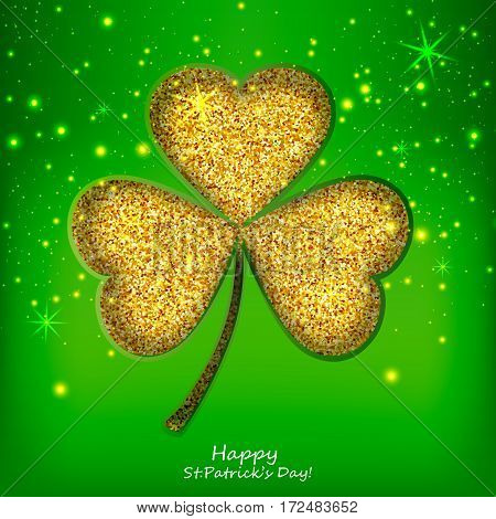 St. Patricks day background with sparkling clover