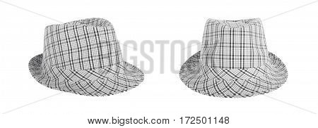 Monochrome Checked Hat For The Summer On An Isolated Background